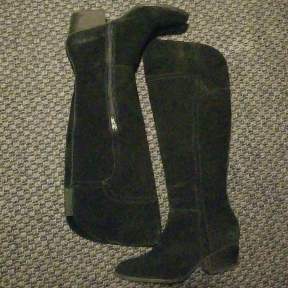 Black Suede over-the-knee boots